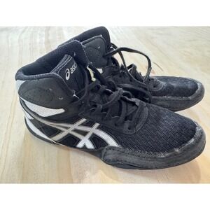 Asics Matflex Kids Wrestling Shoes Black White Size 3Y